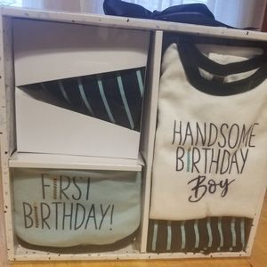 Birthday boy outfit with matching bib and hat